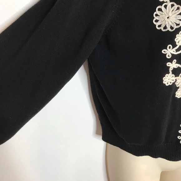 Charter Club XL Black, White Embroidered Sweater - Picture 4 of 9